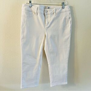 Seven7 Jeans Skinny Cropped Size 12 White Zip Fly Flat Front Casual